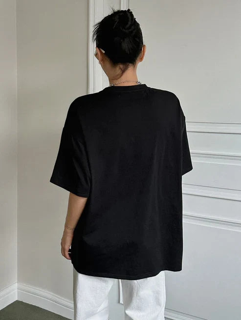 Star & Slogan Graphic Drop Shoulder Tee NOTHING IS IMPOSSIBLE Y2k
