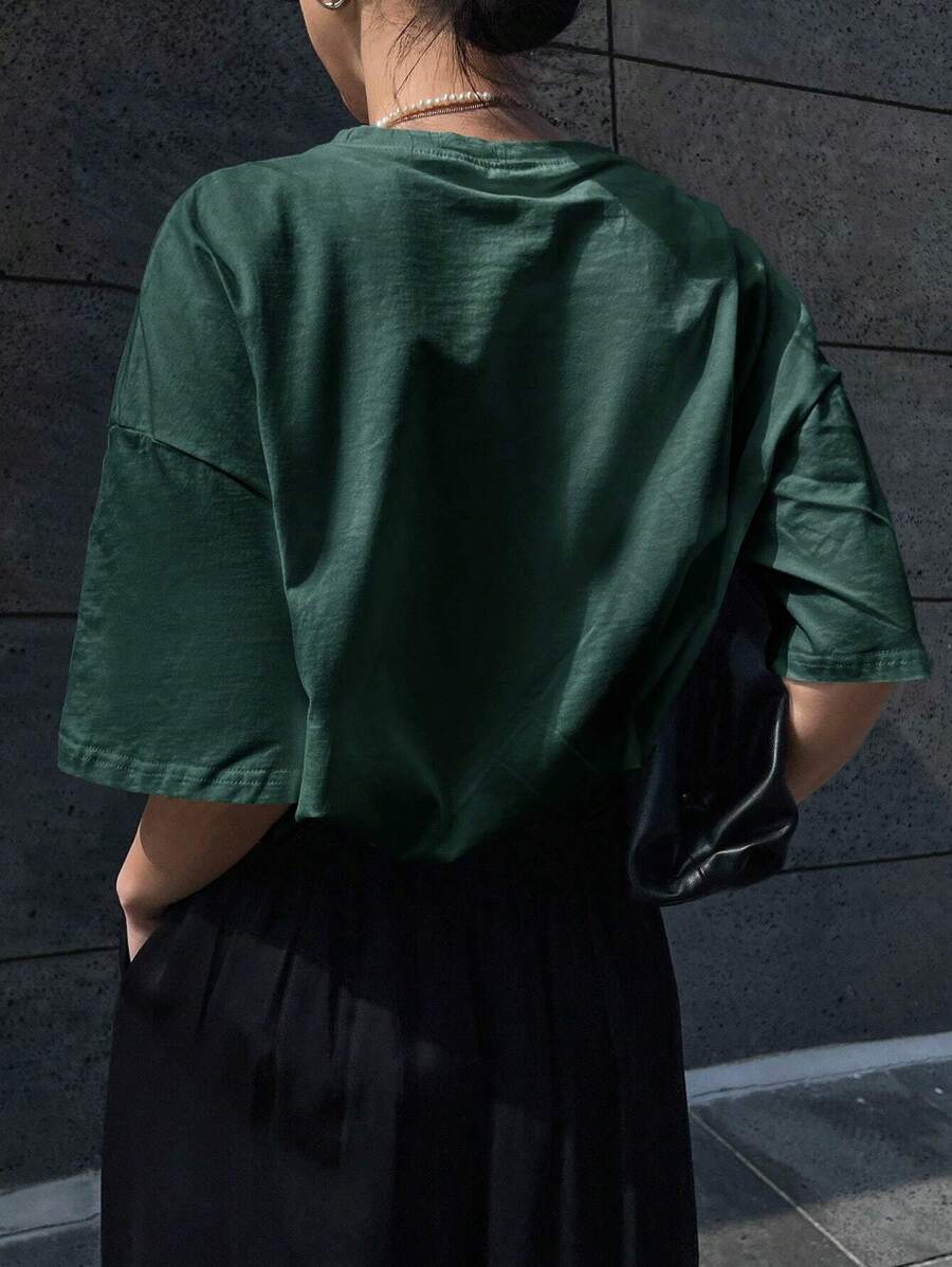 Slogan Graphic Drop Shoulder Tee
