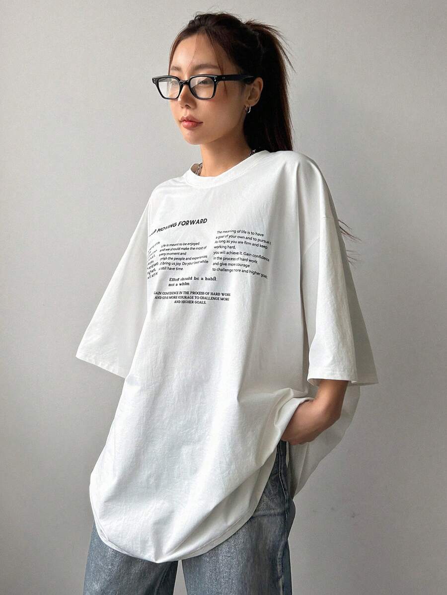 Oversized Short Sleeve Casual T-Shirt KEEP MOVING FORWARD, Unisex Y2k