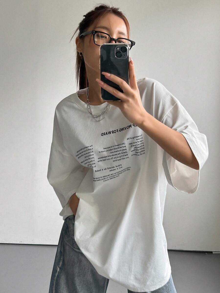 Oversized Short Sleeve Casual T-Shirt KEEP MOVING FORWARD, Unisex Y2k