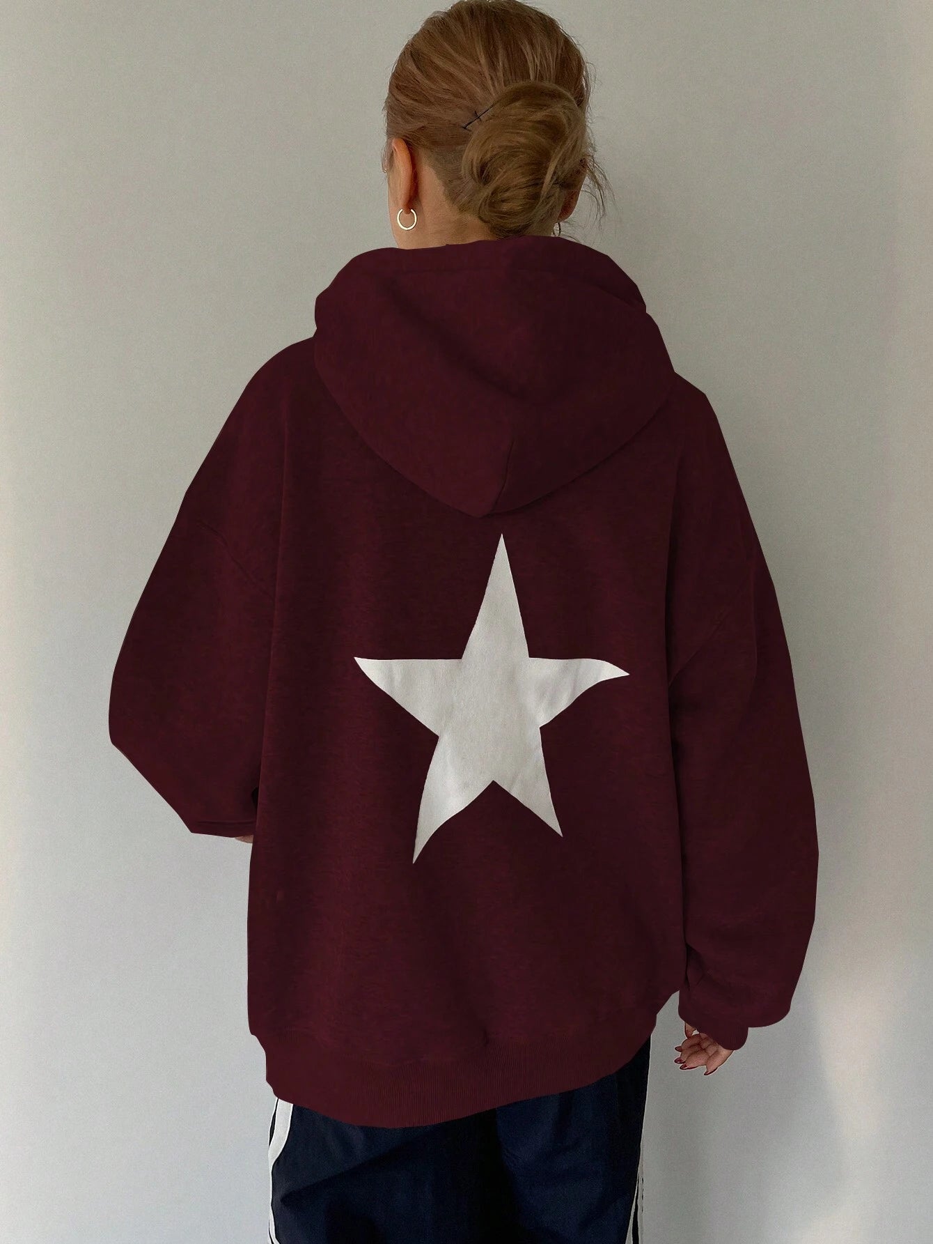 Long Sleeve Letter Print Pocket Simple Hooded Casual Sweatshirt