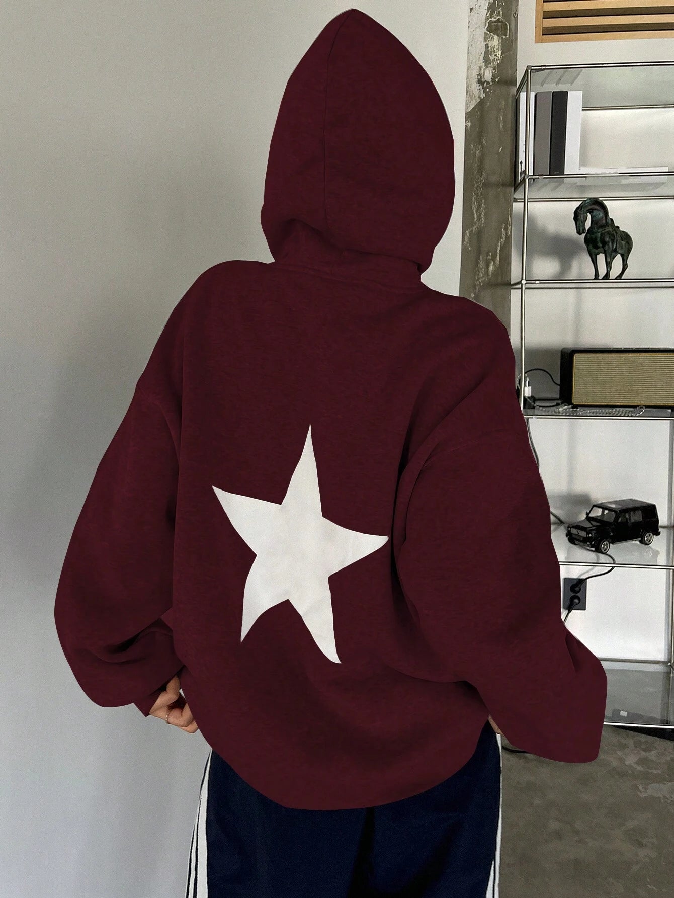 Long Sleeve Letter Print Pocket Simple Hooded Casual Sweatshirt