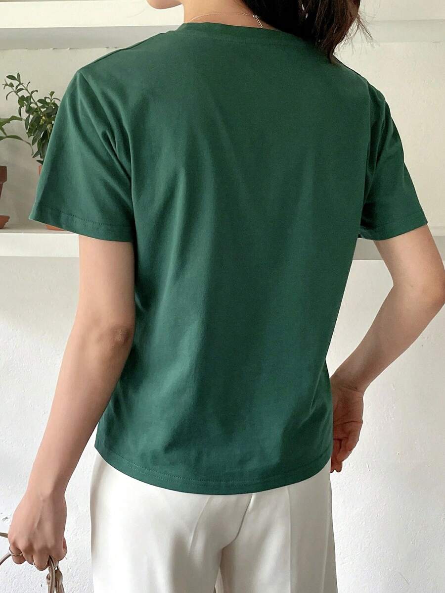 Letter Graphic Round Neck Tee