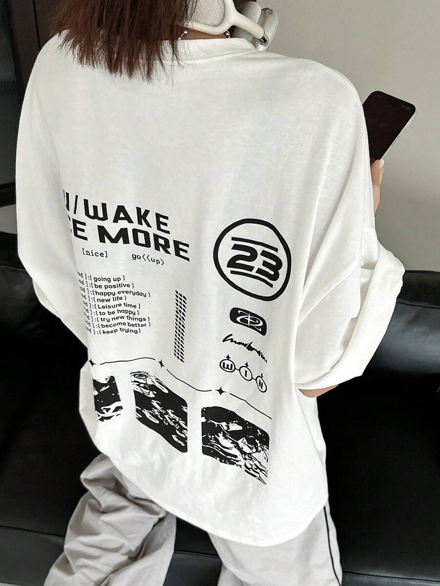 Slogan Printed Round Neck T-Shirt