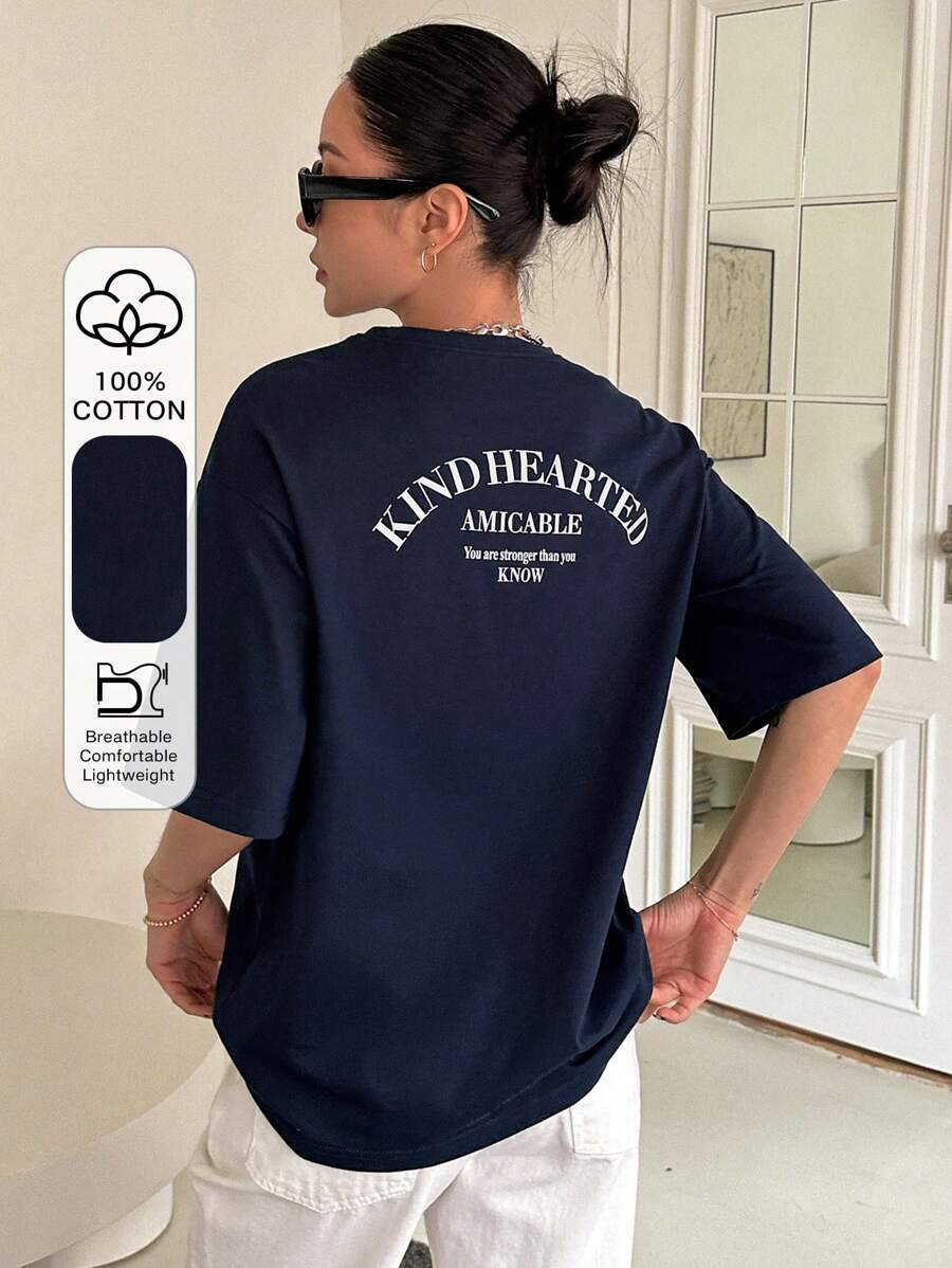 Graphic Drop Shoulder Tee Navy