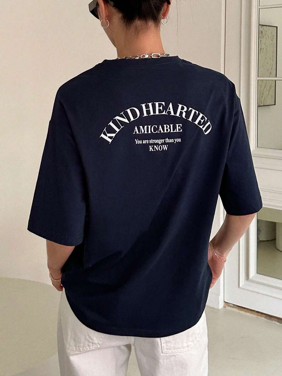 Graphic Drop Shoulder Tee Navy