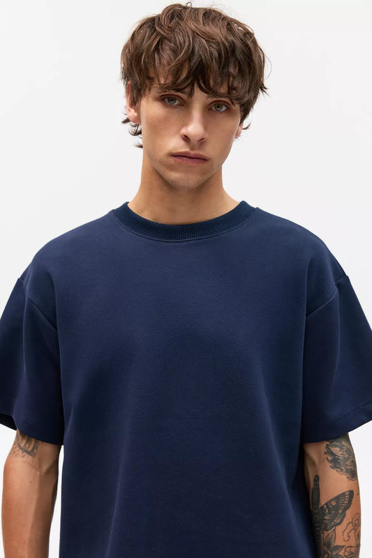 Heavy Navy Blue Basic Tee Oversized