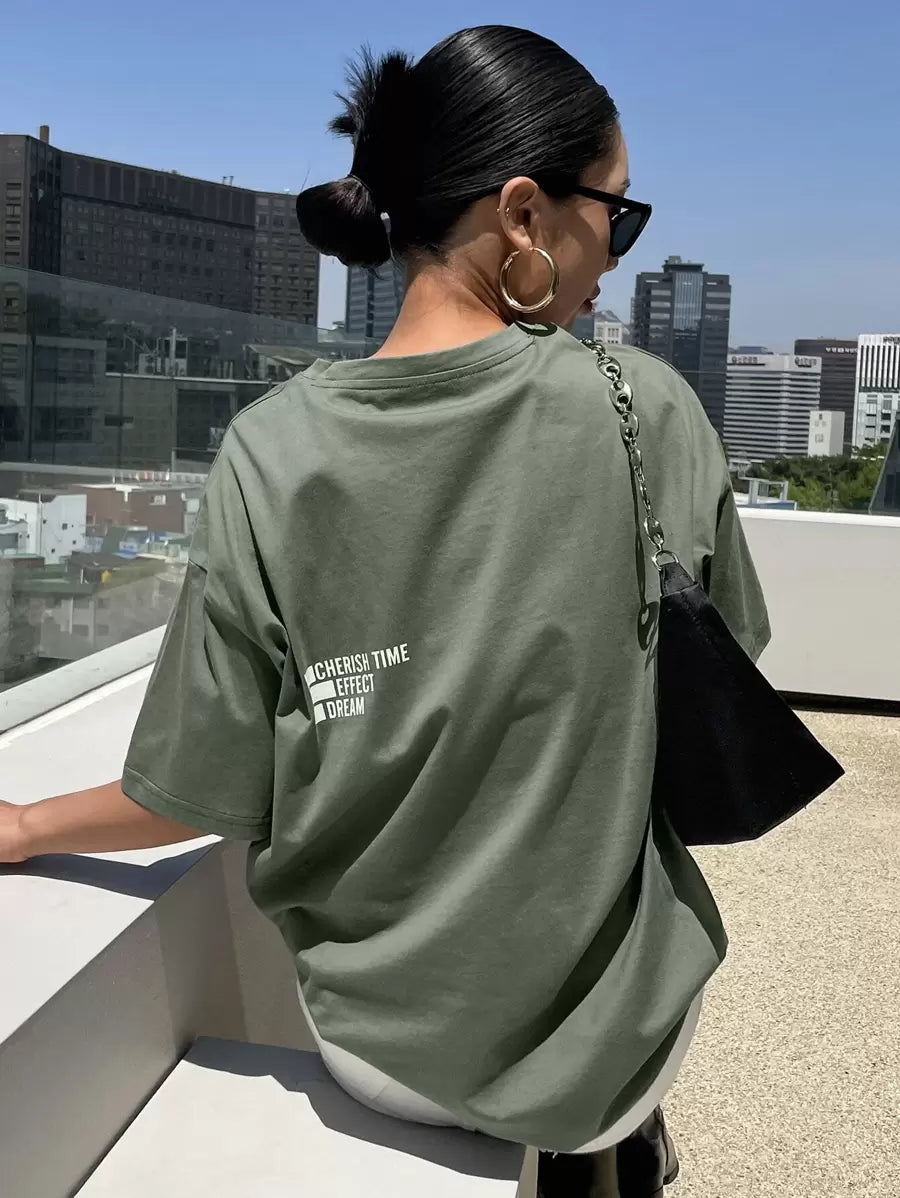 DAZY Letter Graphic Drop Shoulder Tee Oversized T-Shirt