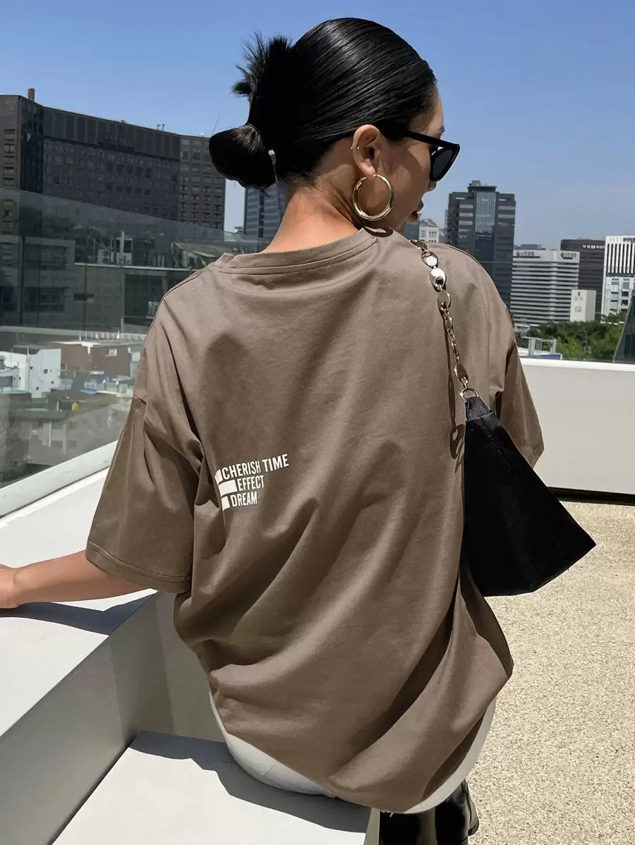 DAZY Letter Graphic Drop Shoulder Tee Oversized T-Shirt