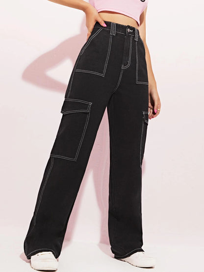 High Waist Side Pocket Jeans