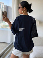 DAZY Letter Graphic Drop Shoulder Tee Oversized T-Shirt