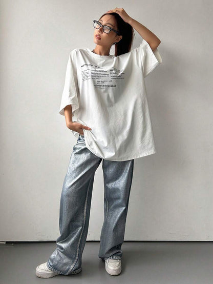 Oversized Short Sleeve Casual T-Shirt KEEP MOVING FORWARD, Unisex Y2k
