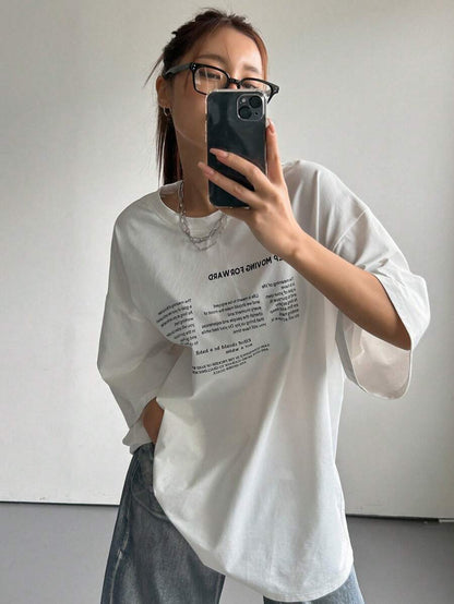 Oversized Short Sleeve Casual T-Shirt KEEP MOVING FORWARD, Unisex Y2k
