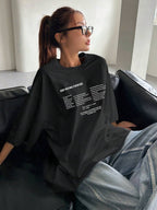 DAZY Women's Summer Loose Fit Round Neck Short Sleeve T-Shirt With Slogan Print KEEP MOVING FORWARD Oversized T-Shirt,Graphic Tees School