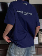 DAZY Women's Slogan Printed Drop Shoulder T-Shirt Adversity Is A Good Disciple No Gall No Glory Oversized T-Shirt School