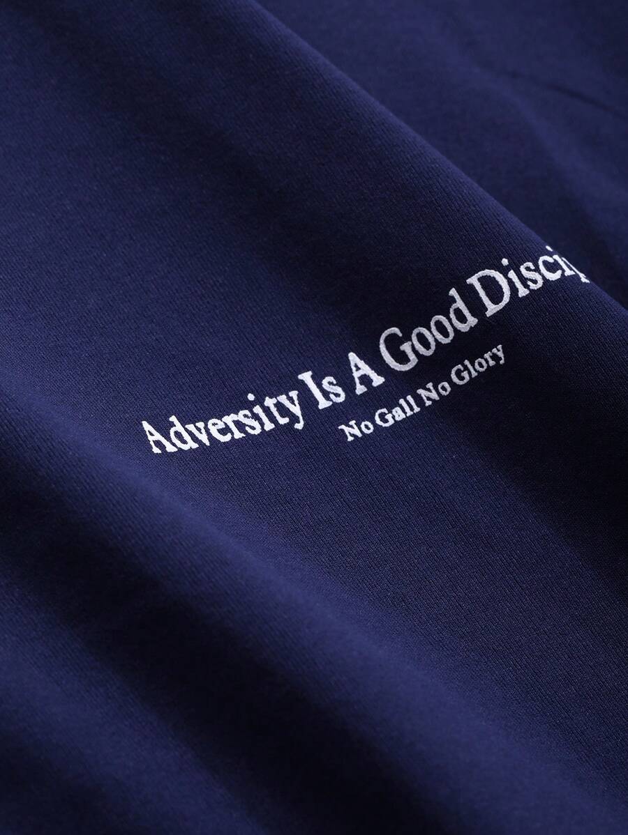 DAZY Women's Slogan Printed Drop Shoulder T-Shirt Adversity Is A Good Disciple No Gall No Glory Oversized T-Shirt School