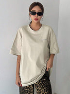 DAZY Women's Slogan Printed Drop Shoulder T-Shirt Adversity Is A Good Disciple No Gall No Glory Oversized T-Shirt School