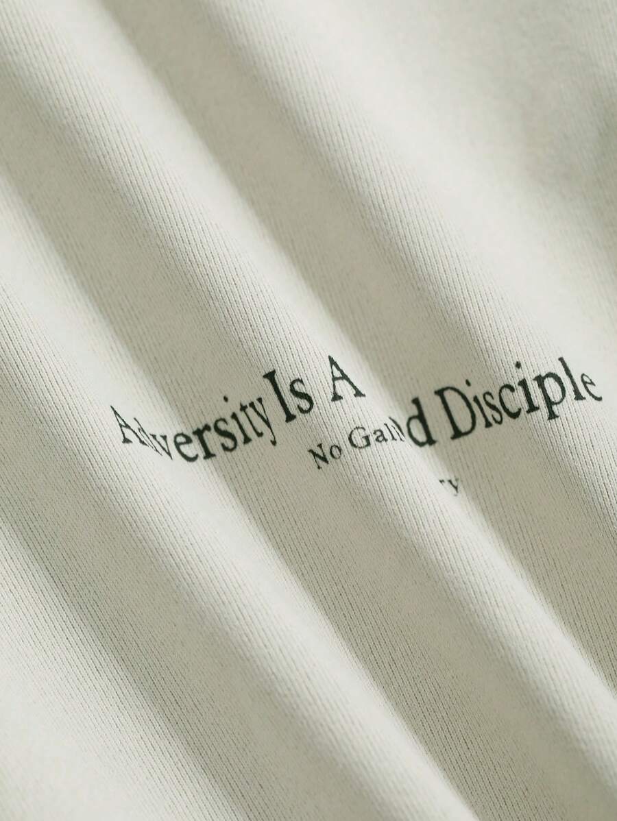 DAZY Women's Slogan Printed Drop Shoulder T-Shirt Adversity Is A Good Disciple No Gall No Glory Oversized T-Shirt School