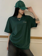 DAZY Women's Slogan Printed Drop Shoulder T-Shirt Adversity Is A Good Disciple No Gall No Glory Oversized T-Shirt School