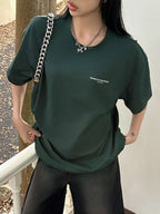 DAZY Women's Slogan Printed Drop Shoulder T-Shirt Adversity Is A Good Disciple No Gall No Glory Oversized T-Shirt School
