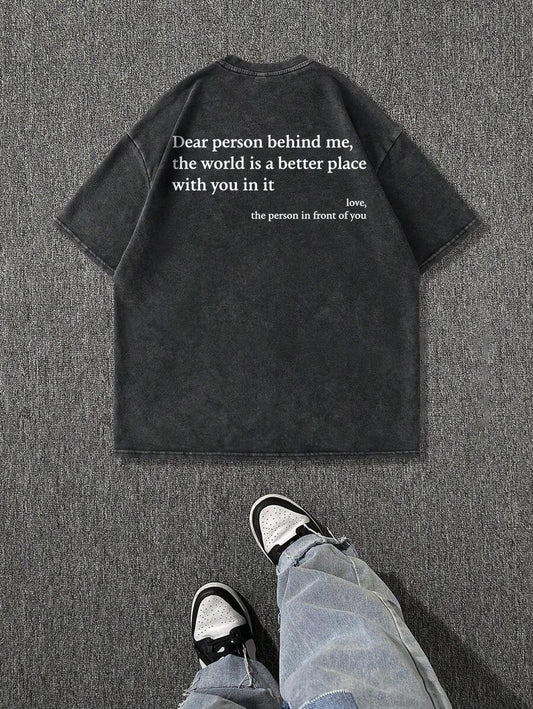 Oversized Distressed Graphic Tee Acid wash