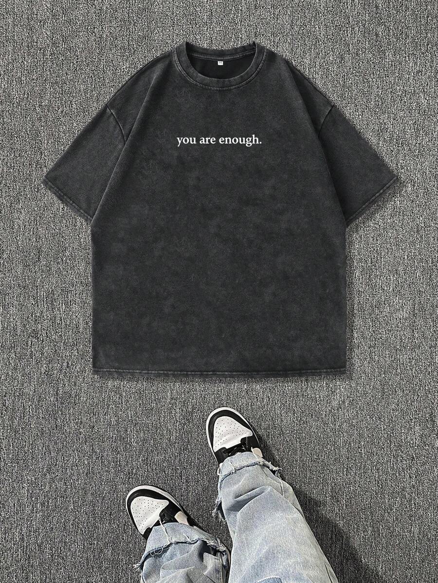 Oversized Distressed Graphic Tee Acid wash