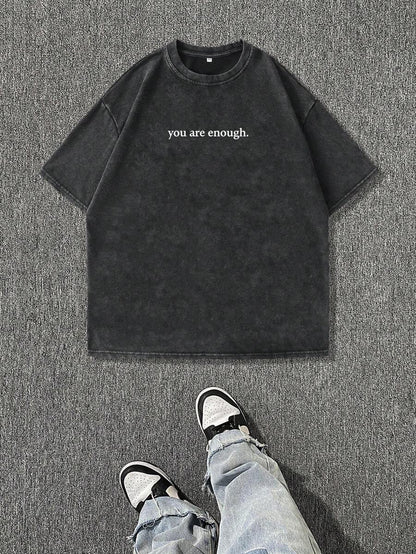 Oversized Distressed Graphic Tee Acid wash