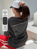 DAZY Slogan Graphic Drop Shoulder Tee Happiness Is A State Of Mind Oversized T-Shirt