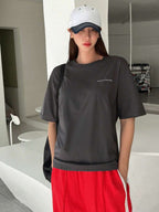 DAZY Slogan Graphic Drop Shoulder Tee Happiness Is A State Of Mind Oversized T-Shirt