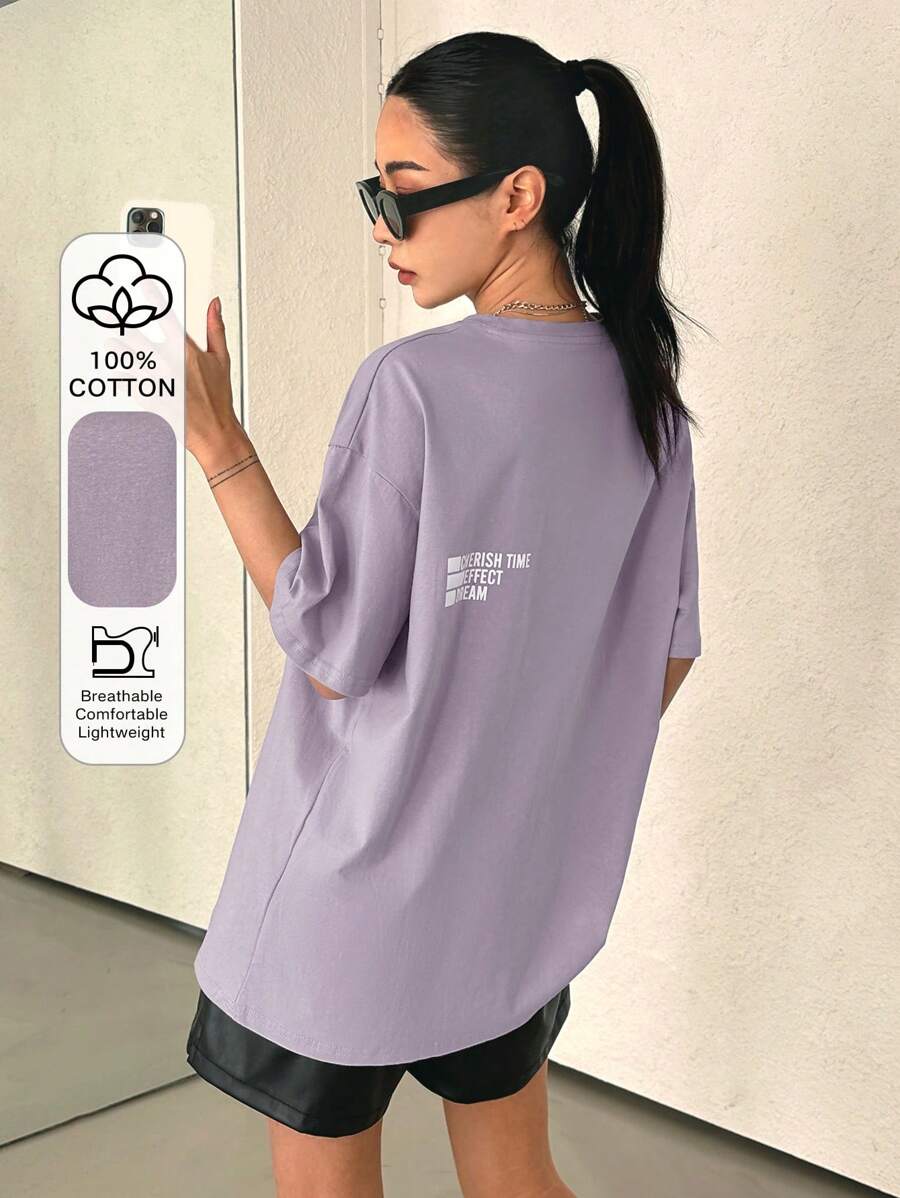 DAZY Letter Graphic Drop Shoulder Tee Oversized T-Shirt