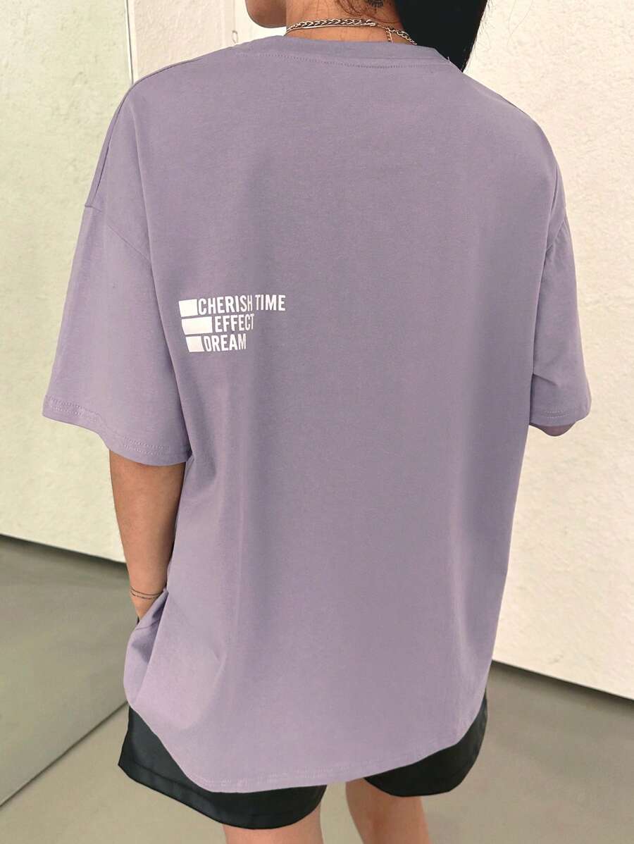 DAZY Letter Graphic Drop Shoulder Tee Oversized T-Shirt