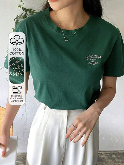 Letter Graphic Round Neck Tee