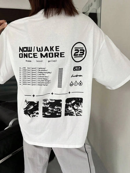 Slogan Printed Round Neck T-Shirt