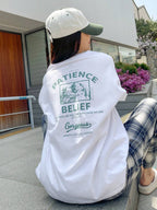 DAZY White,Summer,Casual,Graphic,Vacation Graphic Drop Shoulder Tee PATIENCE BELIEF Gorgeous Oversized T-Shirt,Breathable