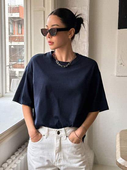 Graphic Drop Shoulder Tee Navy