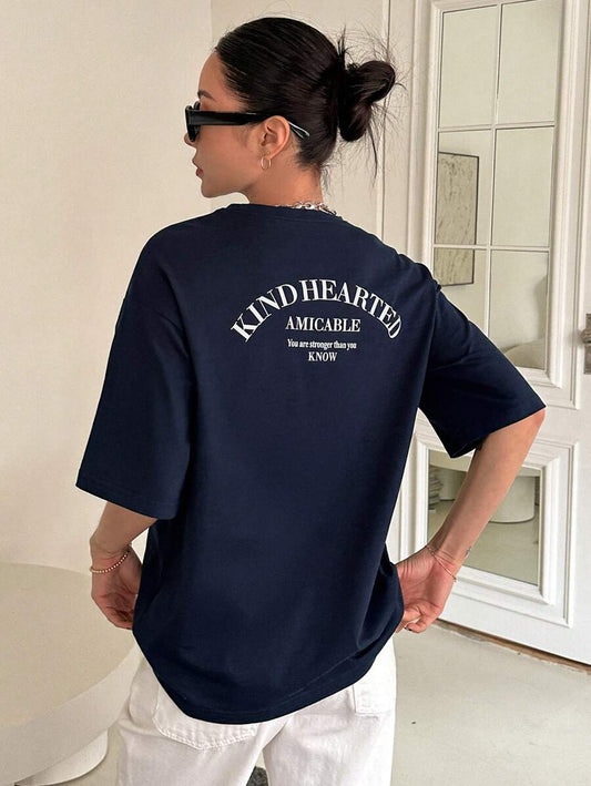 Graphic Drop Shoulder Tee Navy