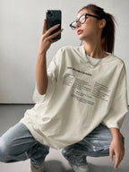 DAZY Women's Summer Loose Fit Round Neck Short Sleeve T-Shirt With Slogan Print KEEP MOVING FORWARD Oversized T-Shirt,Graphic Tees School