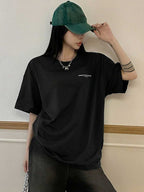 DAZY Women's Slogan Printed Drop Shoulder T-Shirt Adversity Is A Good Disciple No Gall No Glory Oversized T-Shirt School
