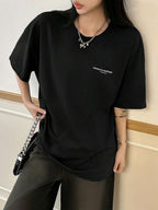 DAZY Women's Slogan Printed Drop Shoulder T-Shirt Adversity Is A Good Disciple No Gall No Glory Oversized T-Shirt School