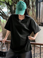 DAZY Women's Slogan Printed Drop Shoulder T-Shirt Adversity Is A Good Disciple No Gall No Glory Oversized T-Shirt School