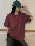 DAZY Women's Slogan Printed Drop Shoulder T-Shirt Adversity Is A Good Disciple No Gall No Glory Oversized T-Shirt School