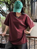 DAZY Women's Slogan Printed Drop Shoulder T-Shirt Adversity Is A Good Disciple No Gall No Glory Oversized T-Shirt School