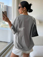 DAZY Letter Graphic Drop Shoulder Tee Oversized T-Shirt