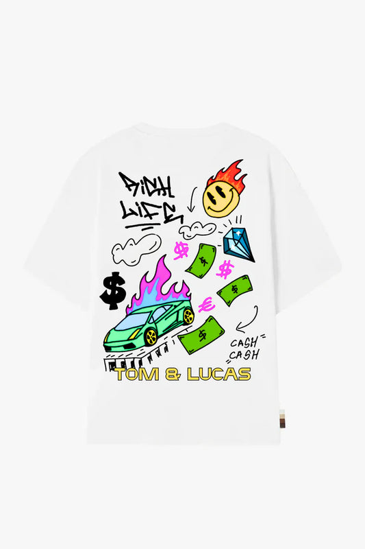 White Over sized Tee cash