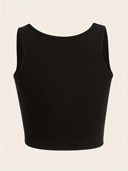 Skull Print Crop Tank Top, Y2K Sleeveless Tank Top For Summer, Women's Clothing For Grunge Style
