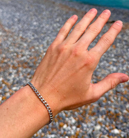 925 Silver Cuban Bracelet Mens, Cuban Link 5mm